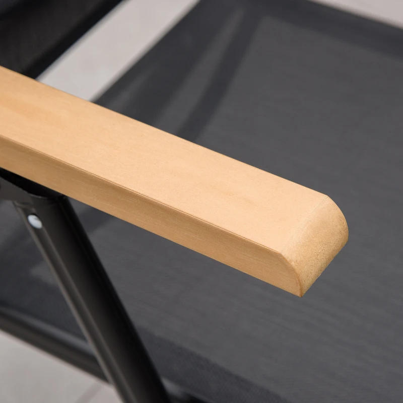 Outsunny 5 Piece Outdoor Furniture Patio Dining Set For 4, Square Outdoor Dining Table, Adjustable Reclining Folding Chairs, Black