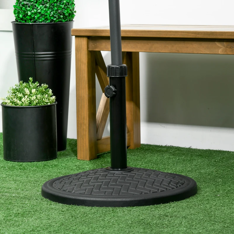 Outsunny 31lbs Concrete Round Patio Umbrella Base Holder, Outdoor Market Umbrella Stand Weight for Lawn, Deck, Backyard, Garden, Black