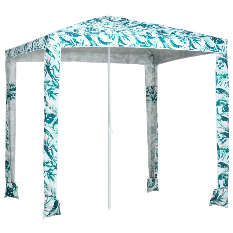 Outsunny Beach Umbrella, 6.5' Easy-Assembly Sun-Shade Shelter with Sandbags and Carry Bag, Cool UV50+, Green