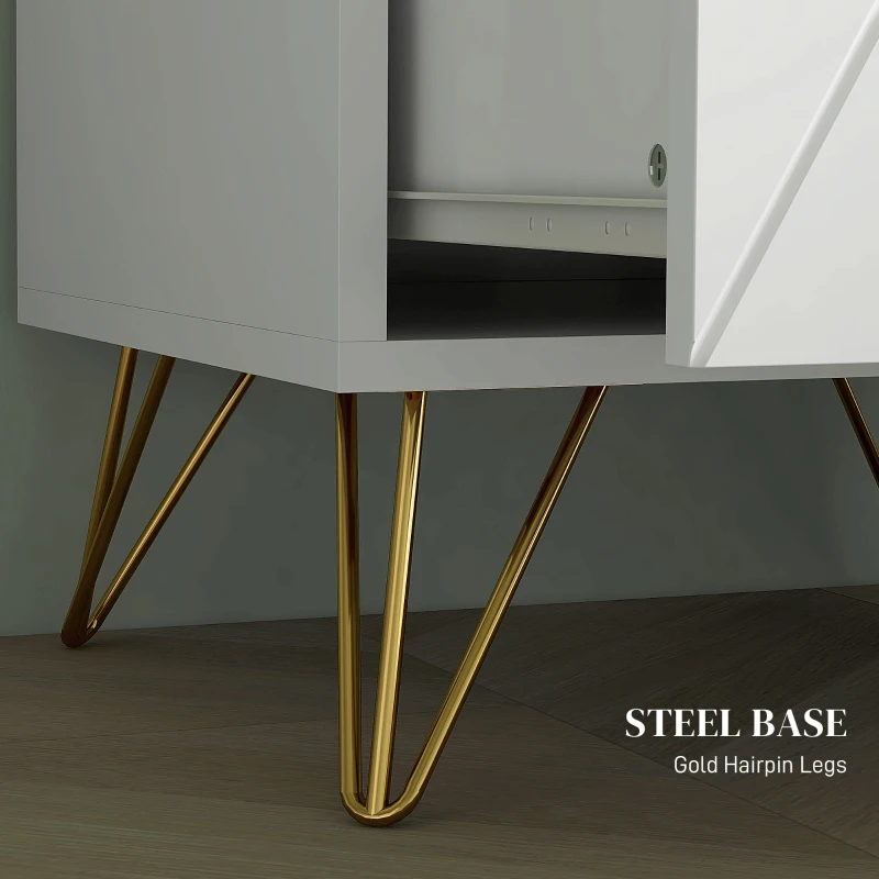 HOMCOM Modern Bedside Table, Accent Nightstand with 2 Drawers, Bed End Table for Bedroom, Living Room, White