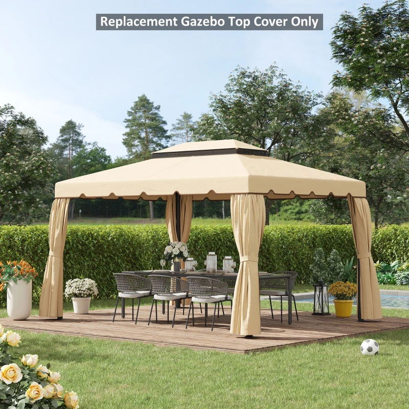 Outsunny 13' x 10' Gazebo Replacement Canopy, Gazebo Top Cover with Double Vented Roof for Garden Patio(TOP ONLY), Cream
