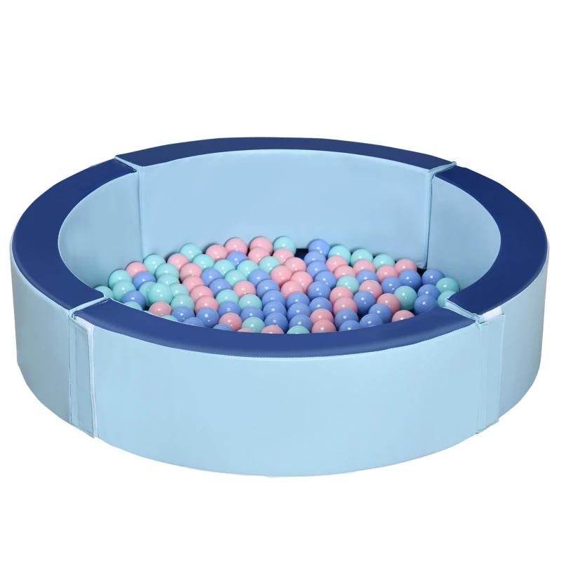 Outsunny Foam Kids Ball Pit Pool with Removable & Washable Cover, 45" x 10" Round Ball Pit for Toddlers with 200 Ocean Balls, Soft Baby Playpen, Blue