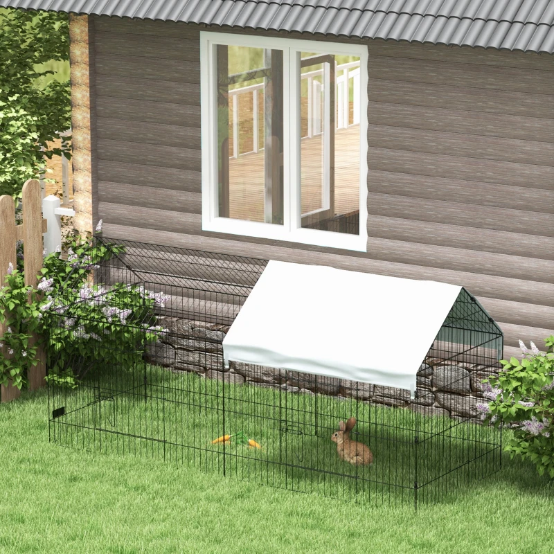 PawHut 87" Small Animal Cage with Roof, Indoor/Outdoor Use,  for Chicken, Rabbits, Chinchillas, Silver