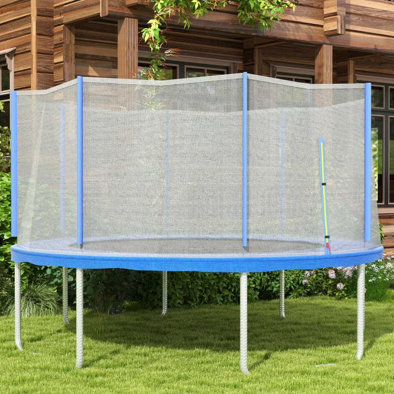 Soozier Trampoline Net Enclosure for 14ft Round Trampoline with 8 Straight Poles Poles Not Included, Weather Resistant Trampoline Netting Replacement with Zippered Entrance, Blue