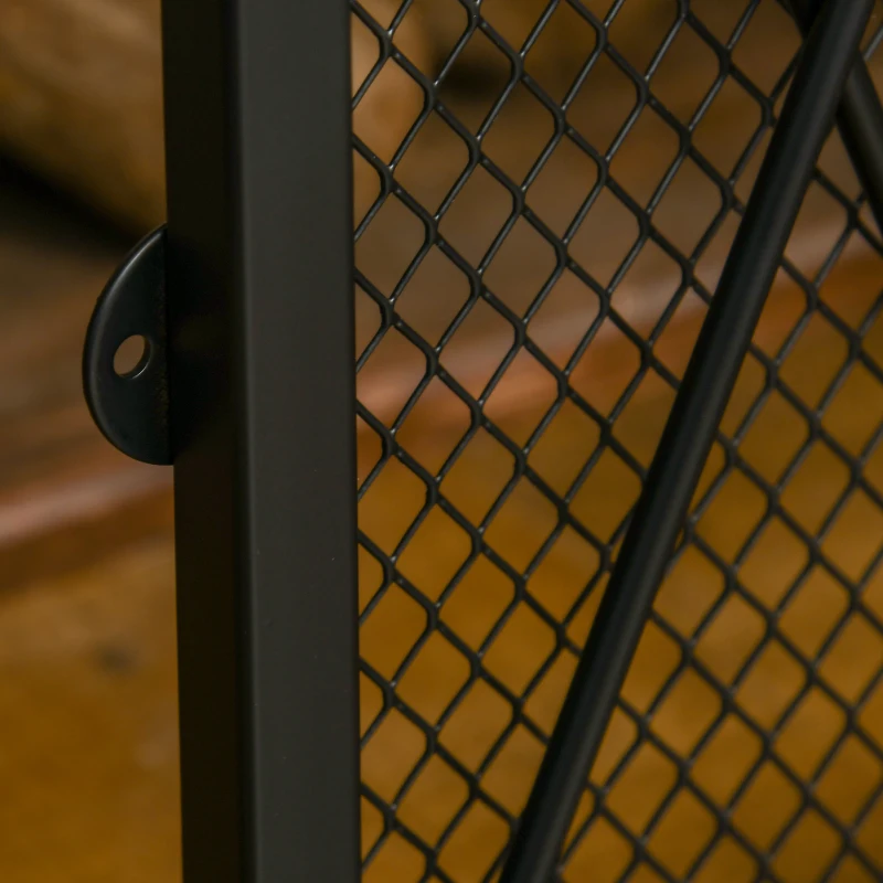 HOMCOM 3-Panel Folding Fireplace Screen for Wood Burning with Double Doors, Home Heavy Duty Steel Fire Spark Guard, 47.25" W x 31" H, Black