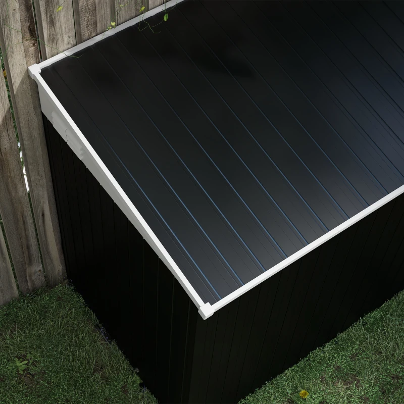 Outsunny 4' x 6' Outdoor Storage Shed Lean to Shed Outdoor Metal Tool Shed with Lockable Door and Air Vents, Dark Grey