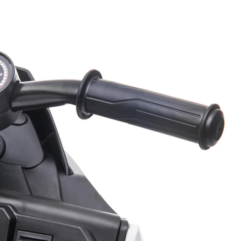 Aosom 6V Kids Motorcycle Dirt Bike Electric Battery-Powered Ride-On Toy Off-road Street Bike with Music, Headlights, Rechargeable Battery, Training Wheels, for Ages 2-4, White