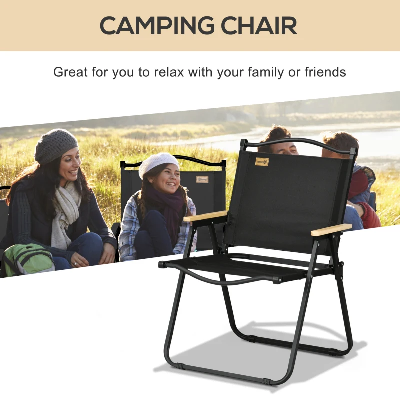 Outsunny Camping Chair, Lightweight Folding Chair, Portable Armchair, Excellent for Festivals, Fishing, Black