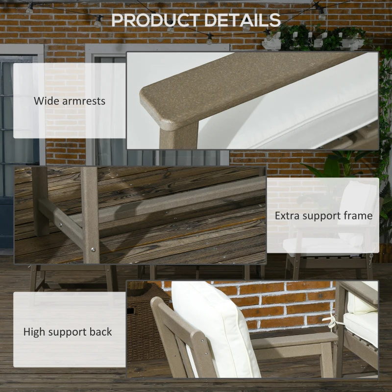 Outsunny Patio Furniture Set HDPE Material, 45" x 27.5" x 31.5", Cream White