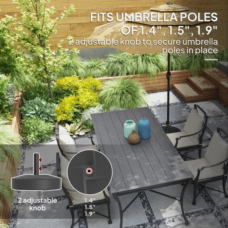 Outsunny Patio Umbrella Base Holder, Heavy Duty Outdoor Umbrella Stand Base, Filled Up to 66lbs with Stand or 55lbs with Water for Garden, Poolside, Black