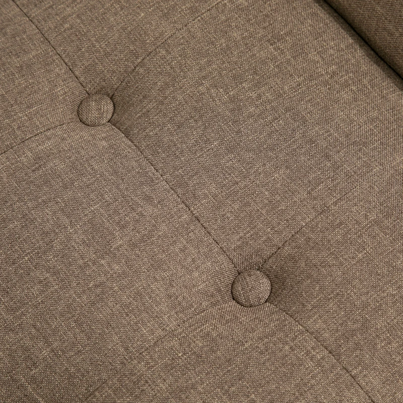 HOMCOM Modern Button Tufted Sitting Bench, Accent Fabric Upholstered Ottoman for Bedroom or Living Room, Brown
