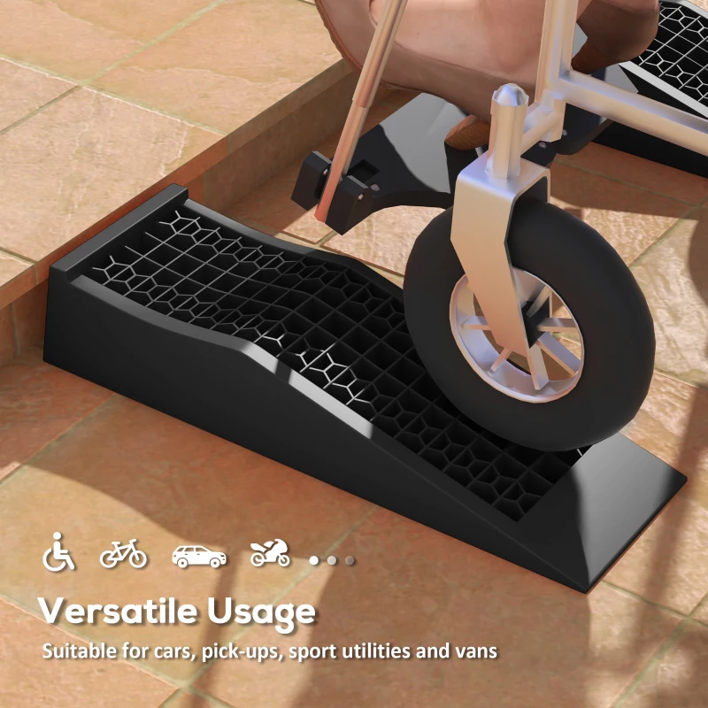 HOMCOM Car Ramps, Curb Ramps with Plastic Anti-Slip Surface, 6600lbs Capacity for Cars SUVs Small Vans, Set of 2, Black