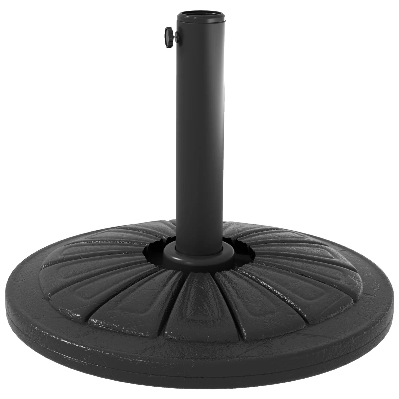 Outsunny Umbrella Base, Heavy Duty Concrete Base Holder with Steel Pole, Round Parasol Stand for Patio, Outdoor, Backyard, Black