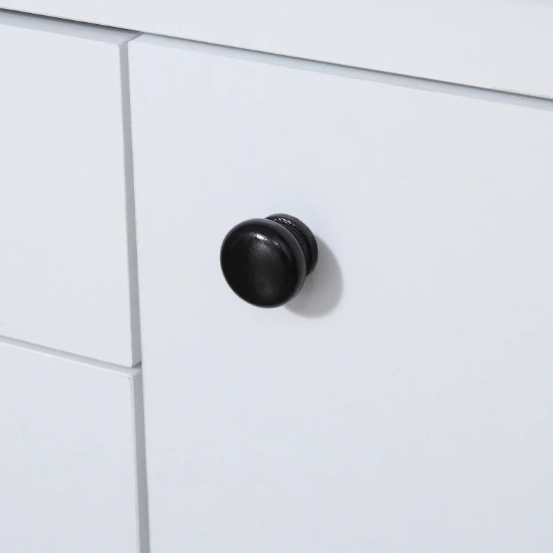 HOMCOM Buffet Cabinet, Rustic Kitchen Sideboard with 9-bottle Wine Rack, Storage Cabinets, Drawers and Adjustable Shelves, Black Handle