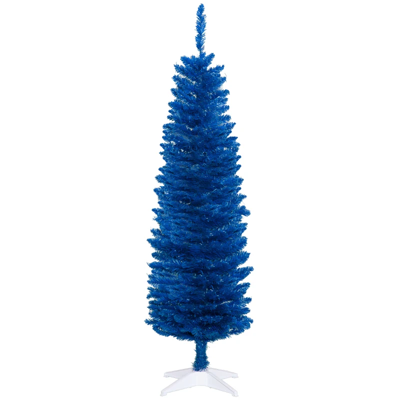 HOMCOM 5ft Pencil Christmas Trees, Skinny Artificial Christmas Tree for Xmas Holiday Decor, Deep Blue