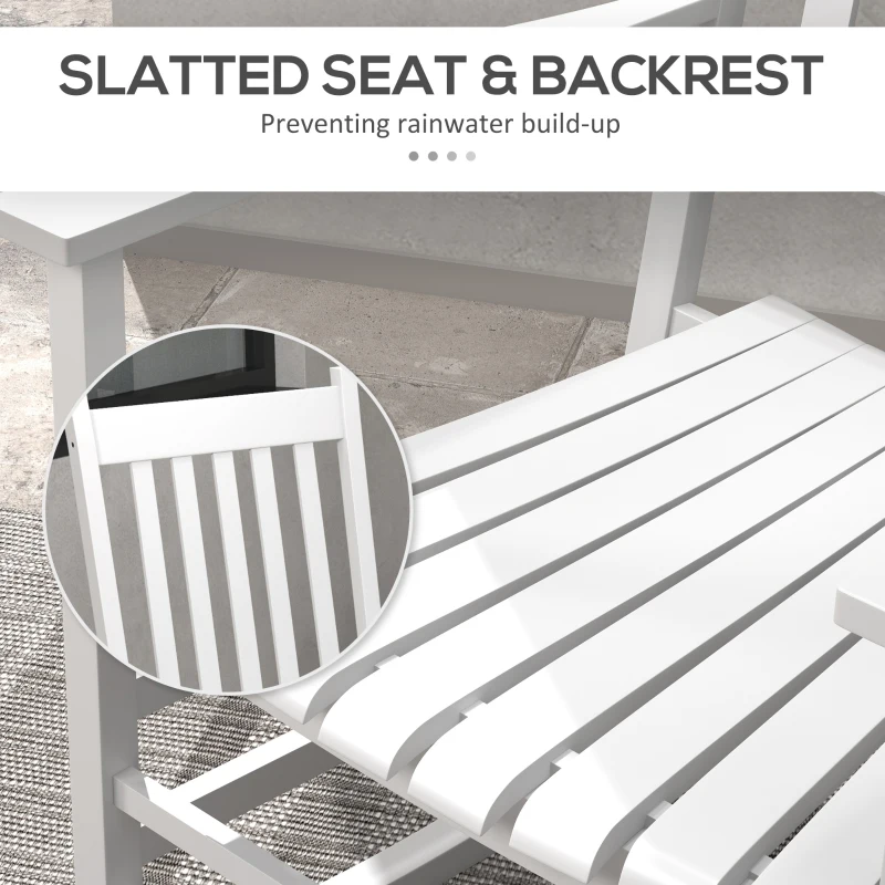 Outsunny Wooden Patio Rocking Chairs Set of 2, Outdoor Rocker Chairs with Wide Armrests, High Back for Garden, Balcony, White
