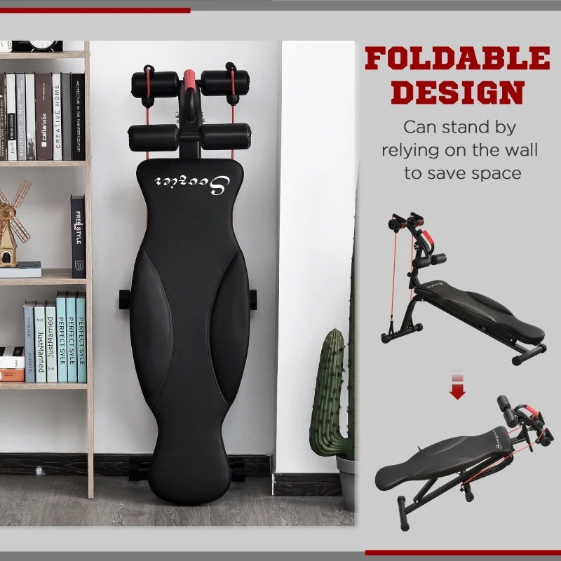 Soozier Multifunctional Sit Up and Dumbbell Weight Bench with 4-Angle Adjustable Backrest & Lightweight Portable Design - Black