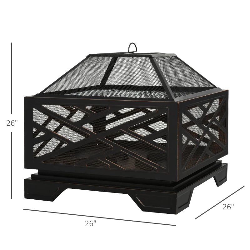 Outsunny 26" Outdoor Fire Pit, Square
