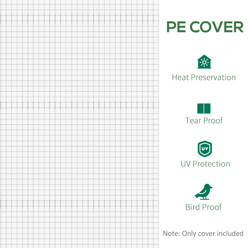 Outsunny 9.8' x 6.6' x 6.6' Plastic Greenhouse Cover Replacement, Heavy Duty Waterproof Tarp for Hoop House, Sheeting with 6 Windows, Door & Reinforcement Grid, White(m-6)