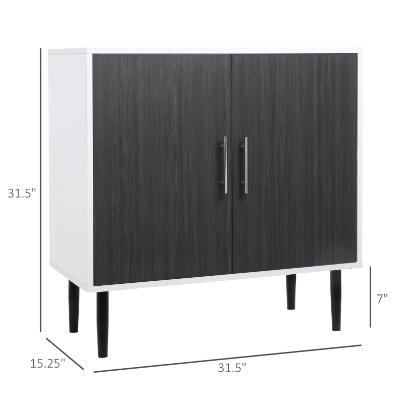 HOMCOM Sideboard Buffet Cabinet, Kitchen Storage Cabinet with Double Door Cupboards, Adjustable Shelf and Steel Legs, Gray