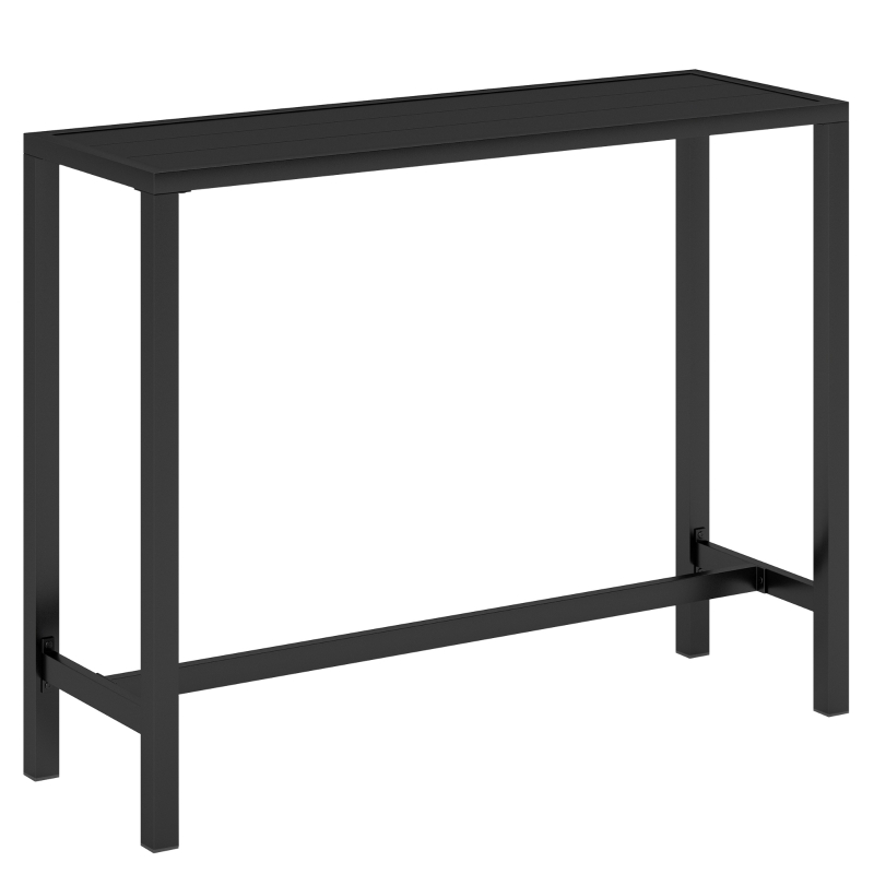 Outsunny Bar Height Outdoor Table, 48" Metal Patio Bar Table with Slatted Top for Hot Tub, Backyard, Poolside, Black
