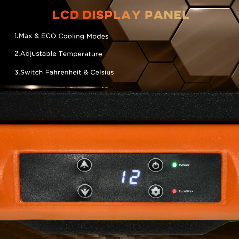 Outsunny 32 Quart Car Fridge, Portable Freezer, Electric Cooler Box with 12/24V DC and 100-240V AC for Camping, Driving, Picnic