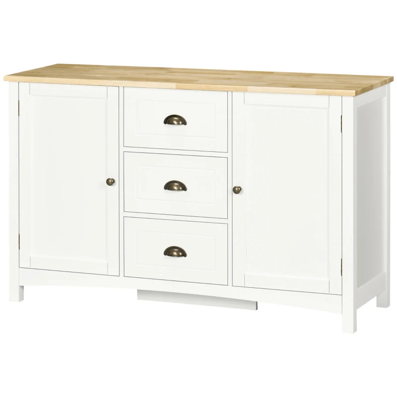 HOMCOM Buffet Cabinet with 3 Storage Drawers, Sideboard for Living Room, White