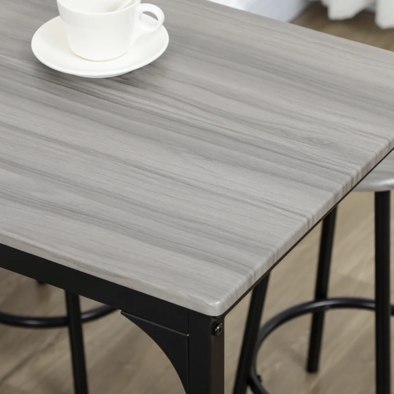 HOMCOM 5-Piece Counter Height Bar Table Set, Rustic 43.25" Dining Table with 4 Bar Stools, Kitchen Table with Wooden Top for Pub, Dining Room, Gray