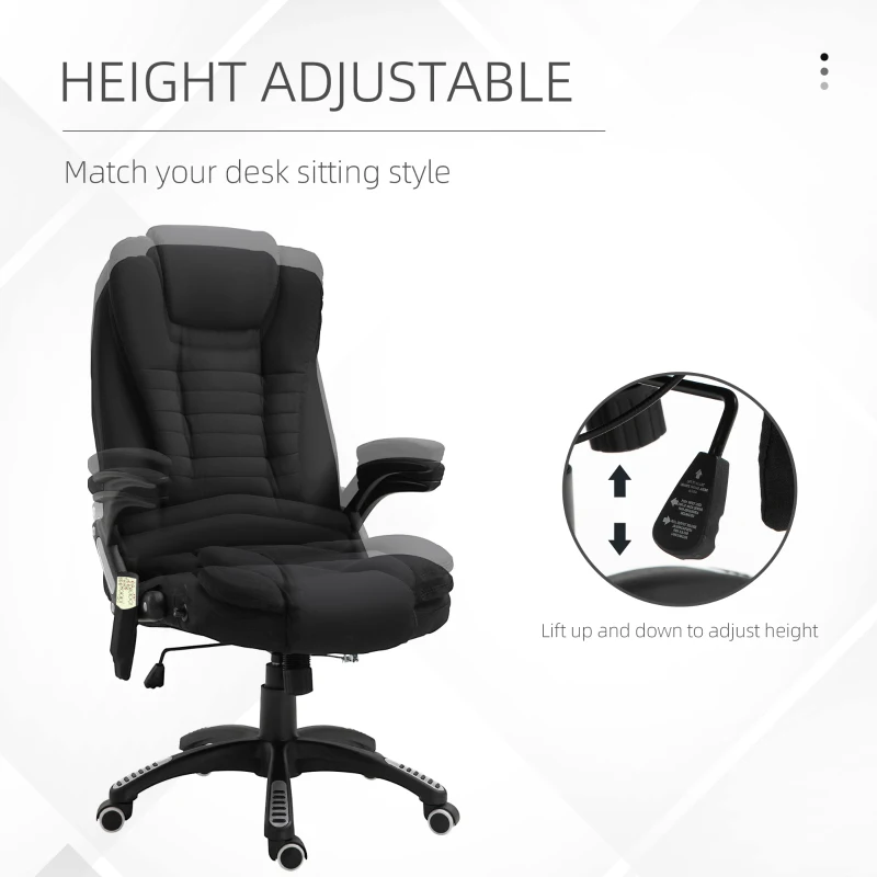 Vinsetto Reclining Massage Office Chair, Executive Office Chair with High Back, Swivel Wheels, Black