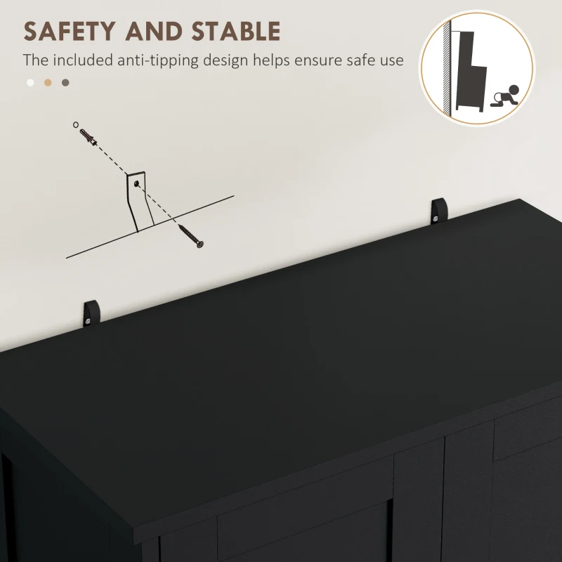 HOMCOM 50.5" Kitchen Storage Cabinet, Modern Kitchen Pantry Cabinet with 4 Doors, Drawer, Adjustable Shelf, Black