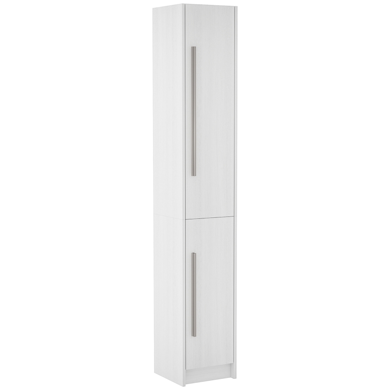 HOMCOM Freestanding Tall Bathroom Storage Cabinet with Adjustable Shelves, Bathroom Organizer, White Wood Grain