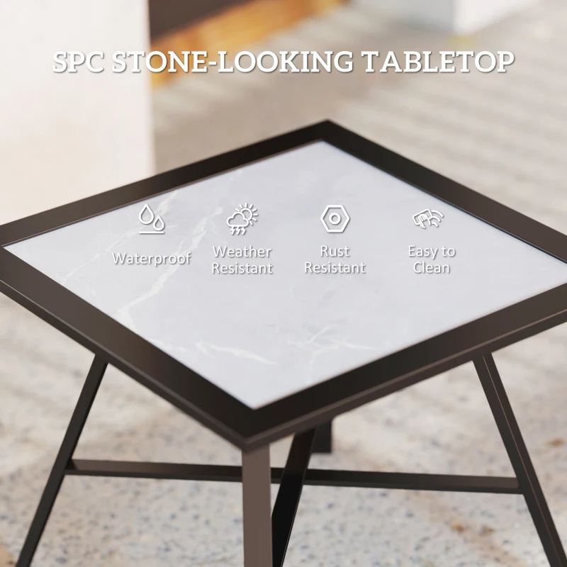 Outsunny Small Outdoor Side Table, Patio Side Table with SPC Tabletop for Garden, Patio, Lawn, Grey