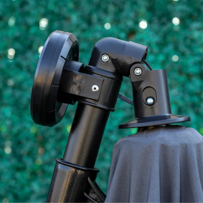 Outsunny 10ft Outdoor Cantilever Umbrella with Solar Lights, Banana Umbrella with Adjustable Angle for Patio, Backyard, Dark Gray