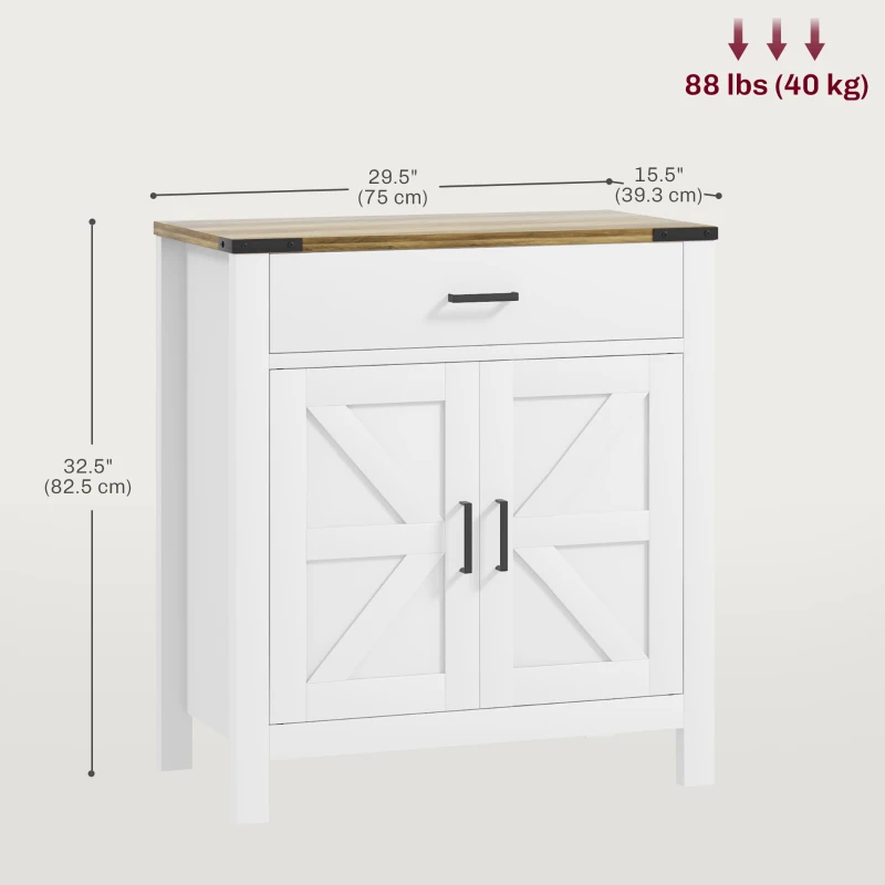 HOMCOM Rustic Sideboard Farmhouse Kitchen Storage Cabinet w/ Drawer & Shelf for Living Room Entryway Home Brown