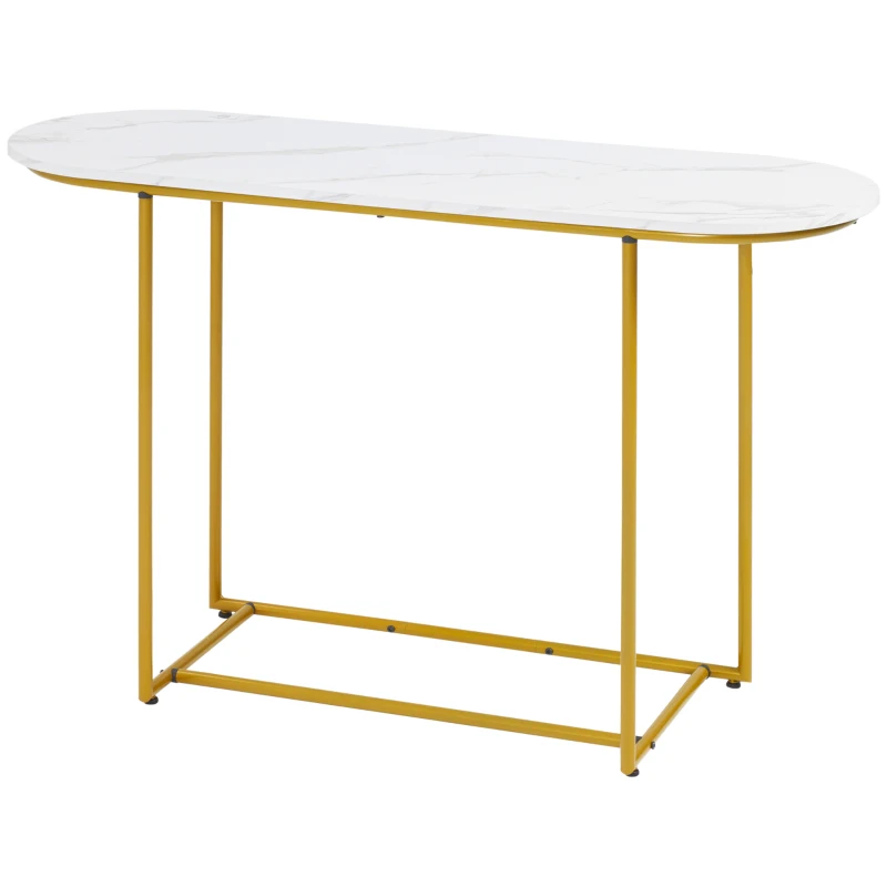 HOMCOM 47" Console Table, Modern Sofa Table with Gold Steel Legs for Entryway, Living Room and Bedroom, White and Gold