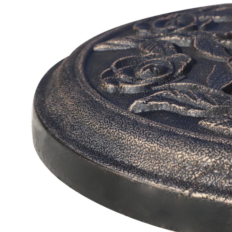 Outsunny 18" 20 lbs Round Resin Umbrella Base Stand Market Parasol Holder with Decorative Rose Floral Pattern & Easy Setup, for Φ1.5", Φ1.89" Pole, for Lawn, Deck, Backyard, Garden, Bronze