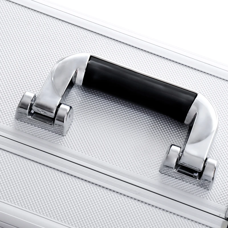 HOMCOM Pro 3 in 1 Portable Aluminum Makeup Cases Rolling Cosmetic Organizer Box, Black (Silver)