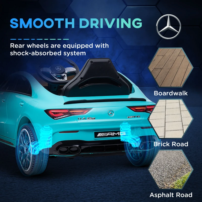 Qaba Mercedes-Benz AMG Licensed 12V Ride on Car, Kids Electric Car with Remote Control, Spring Suspension, Light Blue