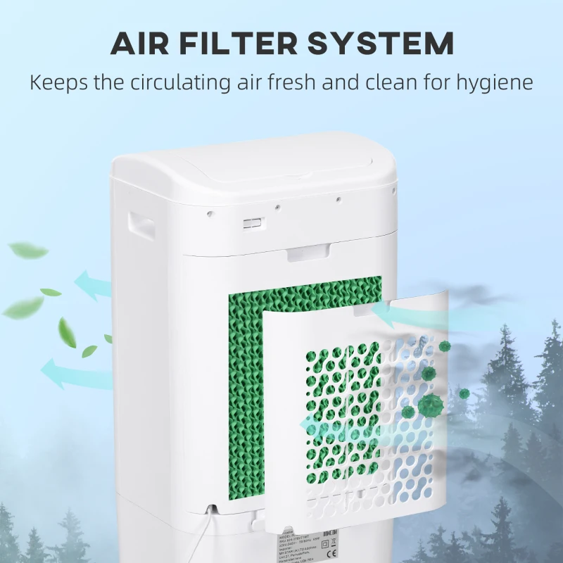 HOMCOM Cooling Fan for Bedroom with Ice Pack, Tower Fan with Remote Control, 3 Modes, 3 Speeds, 7.5H Timer, White