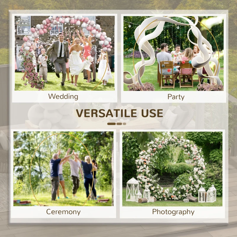 Outsunny 9.1FT Gold Backdrop Stand, Round Metal Wedding Arch for Birthday Party, Bridal Shower, Graduation, Ceremony
