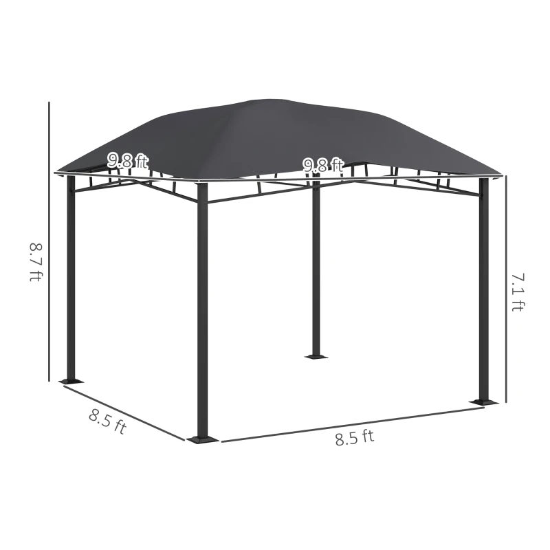 Outsunny 10' x 10' Soft Top Patio Gazebo Outdoor Canopy with Geometric Roof, All-weather Steel Frame, Gray