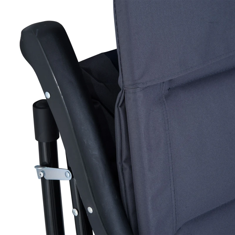 Outsunny Folding Rocking Chair Set of 2 Padded Rockers with Armrest, Navy Blue