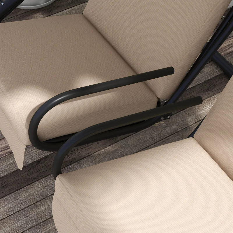 Outsunny 2-Seater Outdoor Porch Swing with Canopy, Patio Swing Chair for Garden, Poolside, Backyard, Beige