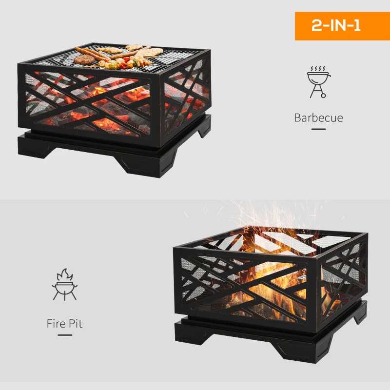 Outsunny 26" Outdoor Fire Pit, Square