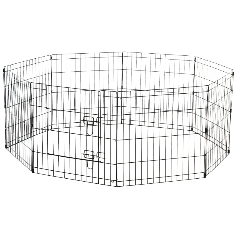 PawHut 24inch Foldable Metal Exercise Pet Playpen Yard Dog Puppy Kennel Cage 8 Panel
