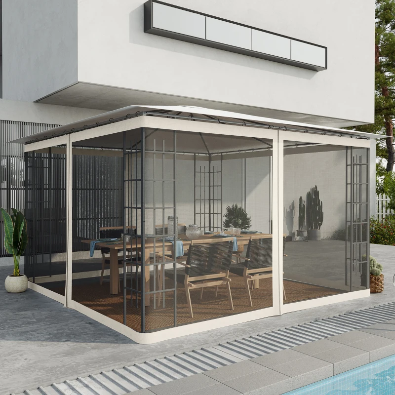 Outsunny Replacement Mesh Sidewall Netting for 10' x 12' Gazebos and Canopy Tents with Zippers, (Sidewall Only) White