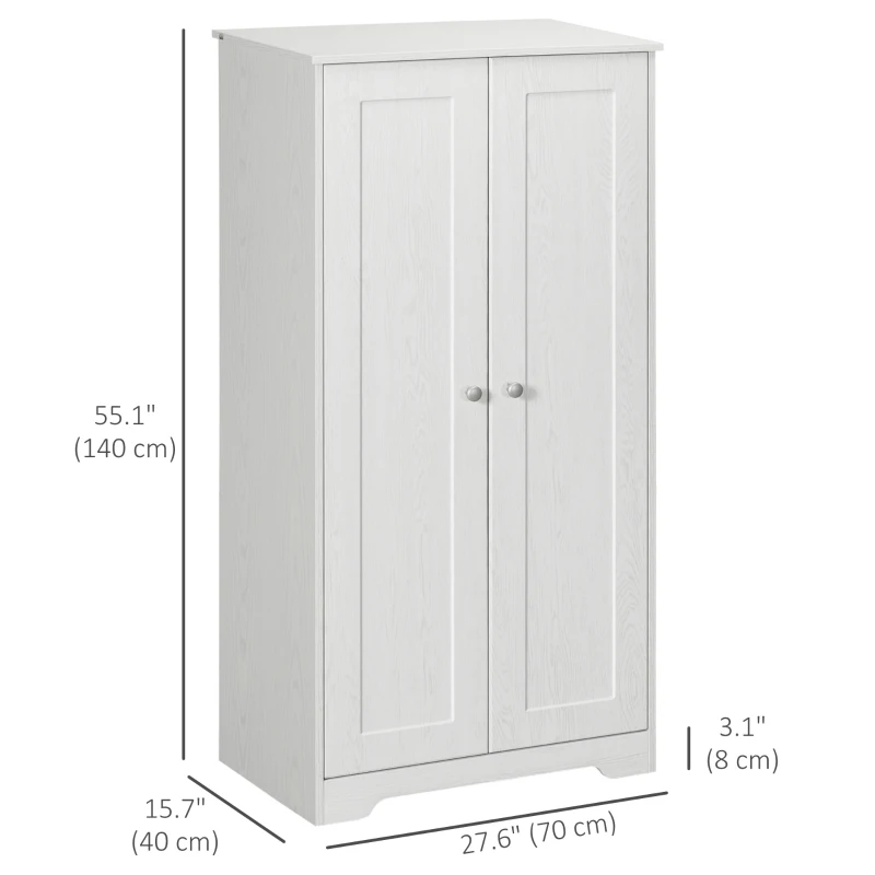 HOMCOM Kitchen Storage Cabinet, Freestanding Pantry Cabinet with 2 Doors and Adjustable Shelves, Distressed White