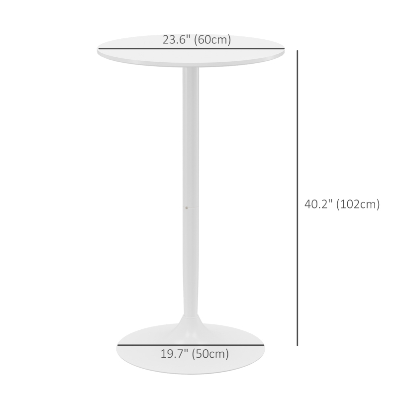 HOMCOM High Top Bar Table, Modern Round Dining Table with Painted Top and Steel Base, Bistro Table for 2 People, White