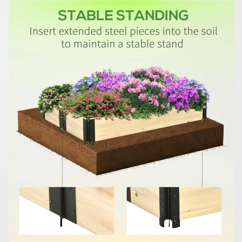 Outsunny Foldable Raised Garden Bed, Wooded Elevated Ground Planter Box with Insert Extended Steel Corners, 47 x 31 x 9in, for Vegetables, Flower, Herb