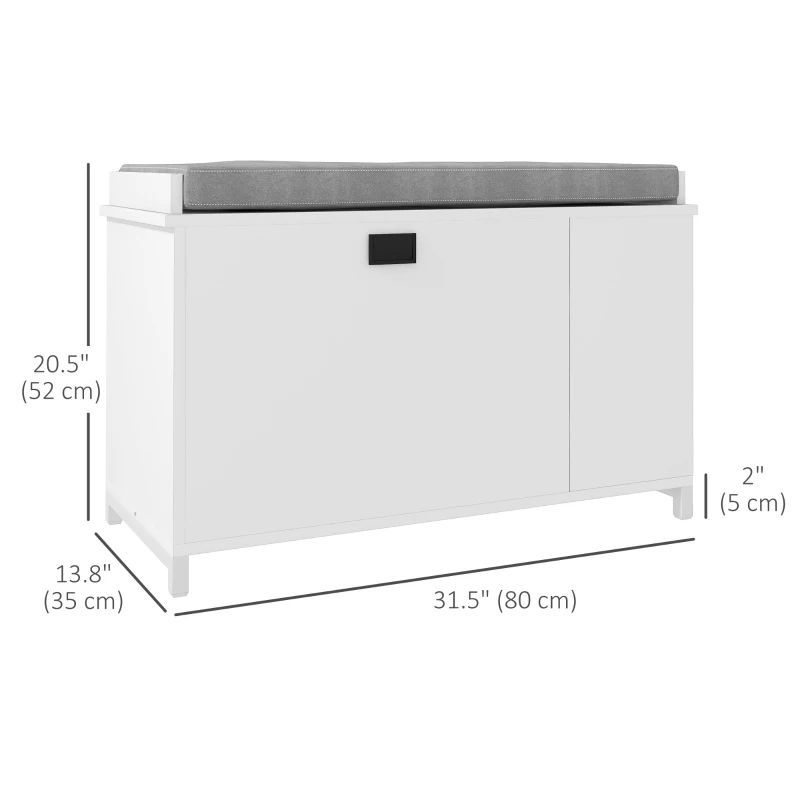 HOMCOM Shoe Storage with Seat, Upholstered Hallway Bench, Shoe Bench with Flip Drawer and Side Rack for 6 Pairs of Shoes